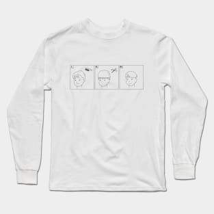 Bowl cut Funny Haircut Retro Instruction Design Long Sleeve T-Shirt